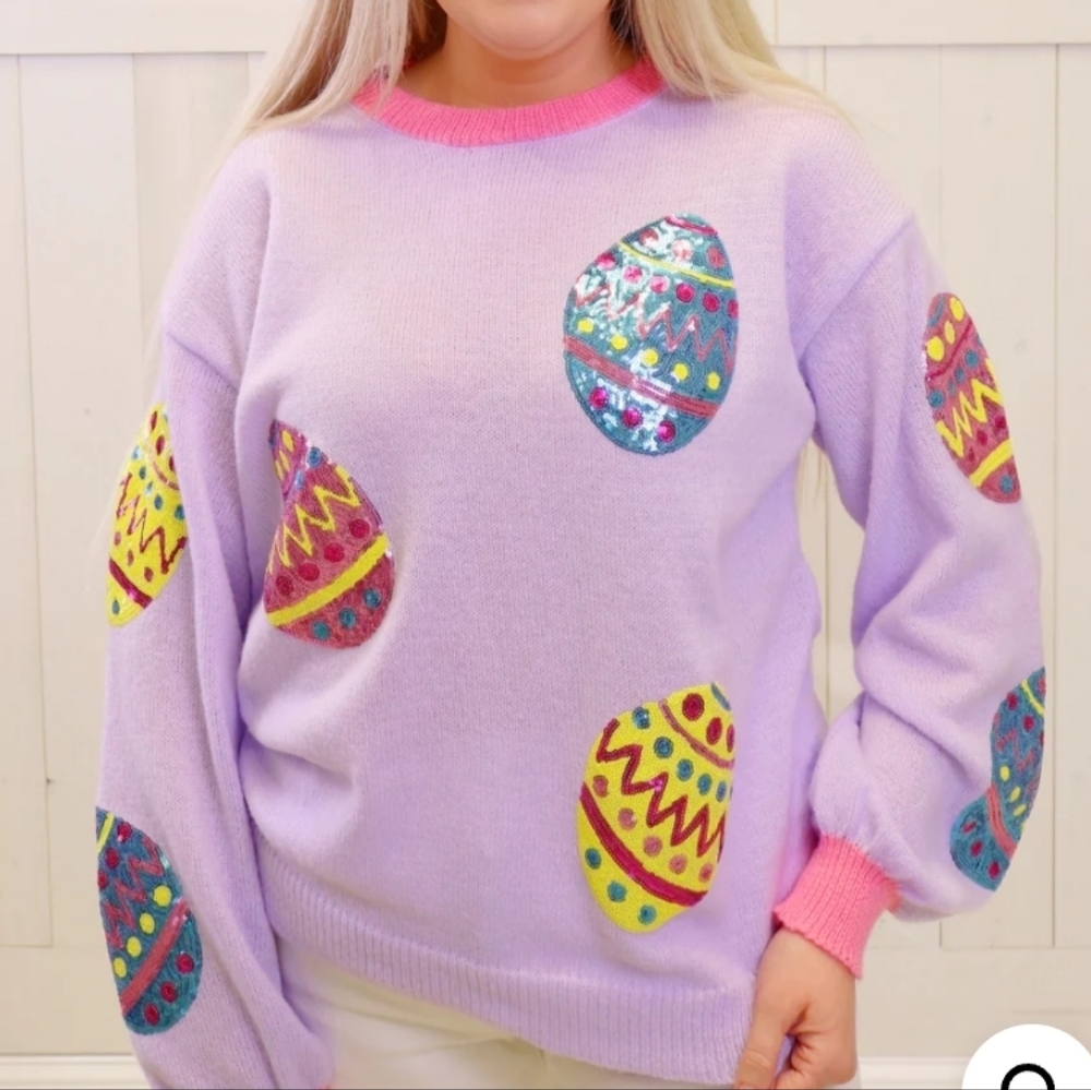Fun Sequin Detail Easter Egg Sweater-NWT